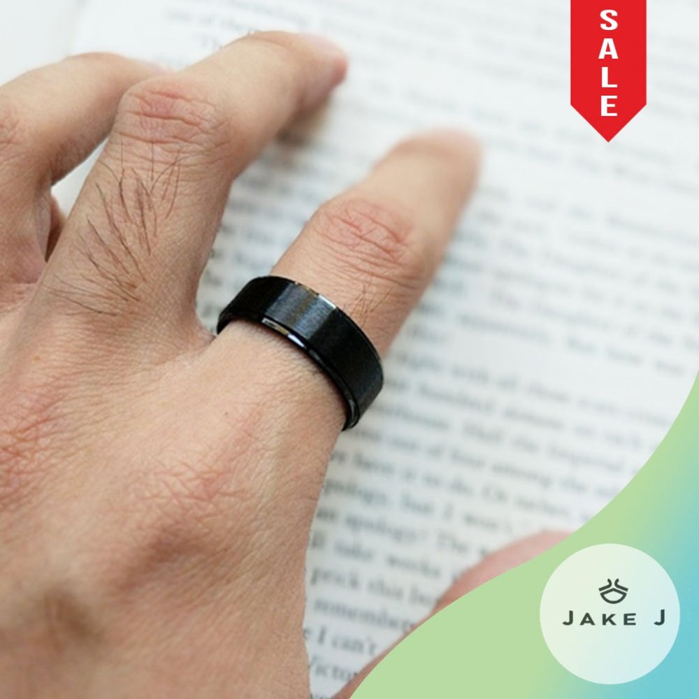 🍑Lux Tungsten Casual Men's black ring Size 10.5